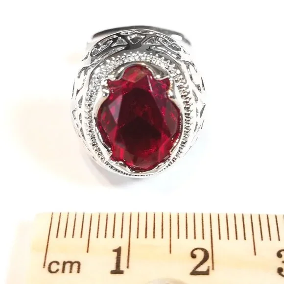 NEW - Large Red Crystal Oval Cufflinks